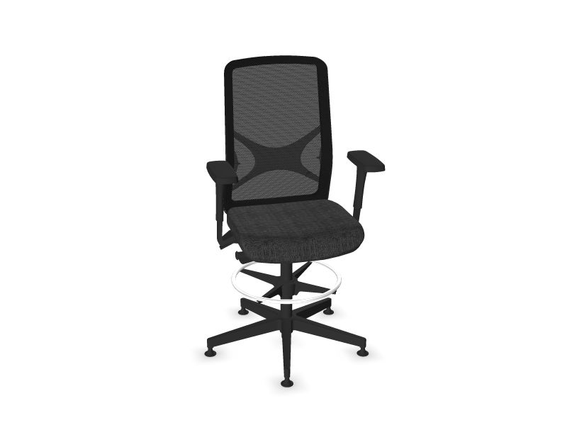 Высокое компьютерное кресло WIND, AD1 - Tемно-серый, MM1 - Черный, Черный пластик