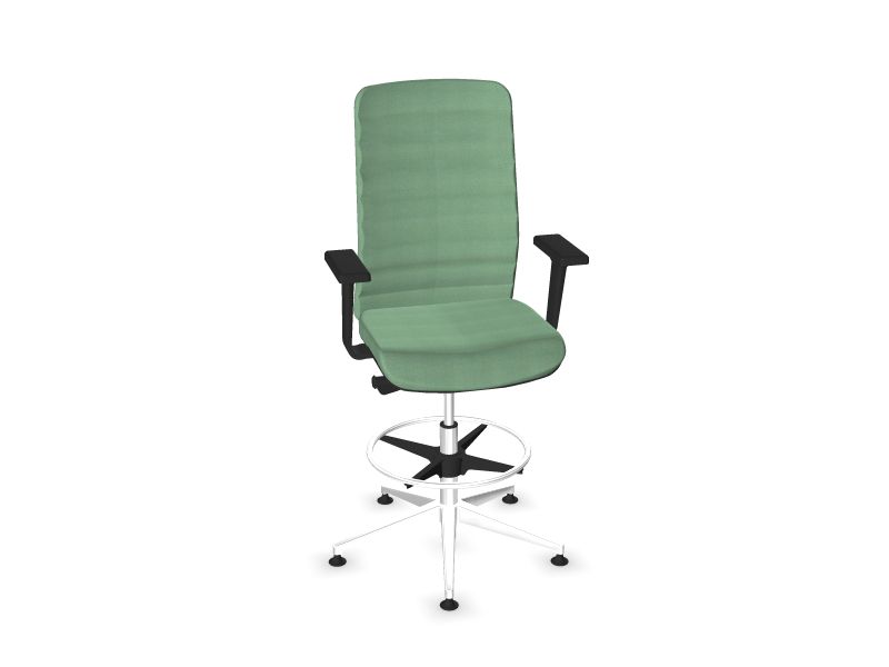 WIND High swivel chairs, Polished aluminium, C36 - Light mint