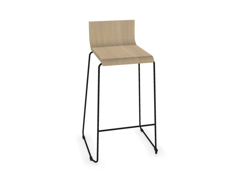 Высокий стул MOON Wood, Z2 - Шпон цвета Дуб, A - Черная